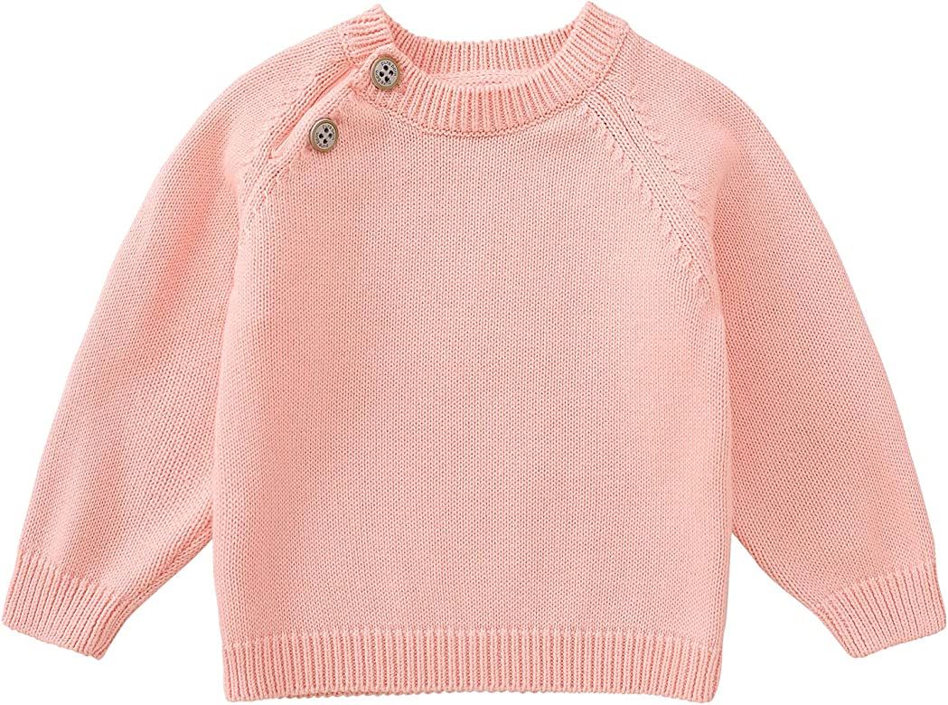 pureborn Baby Toddler Boys Girls Pullover Sweater Cotton Knit Button Closure Sweaters | Amazon (US)