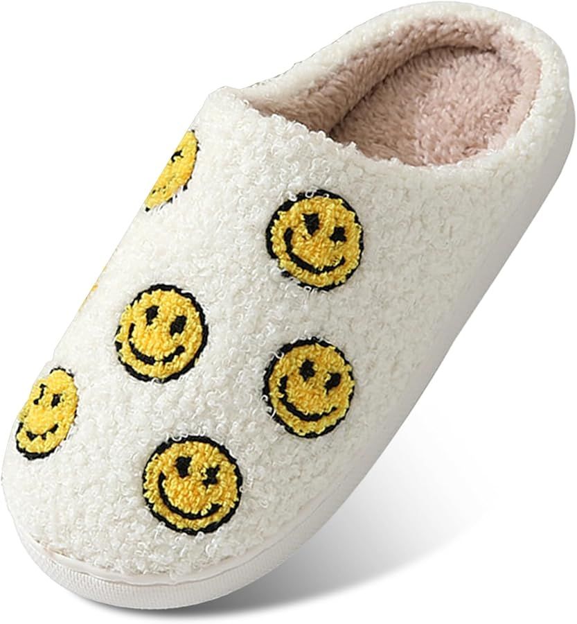 Mukinrch Smiley Face Slippers for Women,Retro Cute House Slippers Men,Memory cotton Preppy Slippe... | Amazon (US)