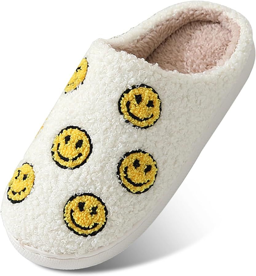 Mukinrch Smiley Face Slippers for Women,Retro Cute House Slippers Men,Memory cotton Preppy Slippe... | Amazon (US)