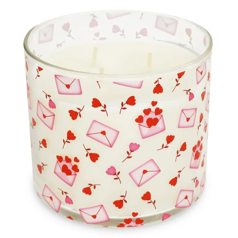 Mainstays 3-Wick Valentine's Themed Candle Love More Worry Less Wrap, 13-Ounce | Walmart (US)