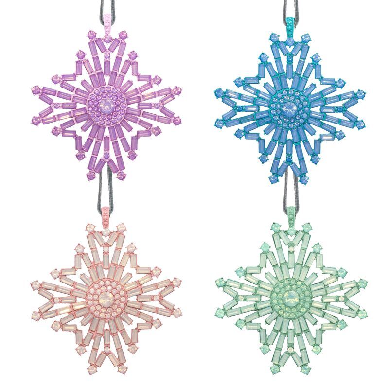 S/4 Baguette Snowflake Hanging Ornament, Sherbert | One Kings Lane