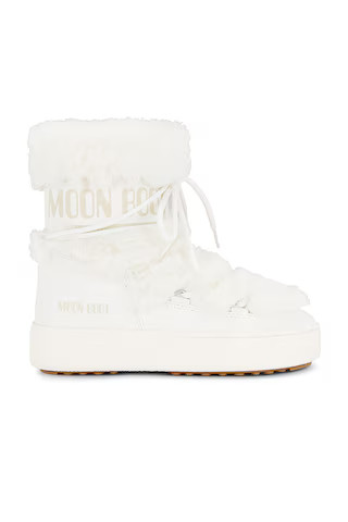 MOON BOOT Ltrack Faux Fur WP Boot in White from Revolve.com | Revolve Clothing (Global)