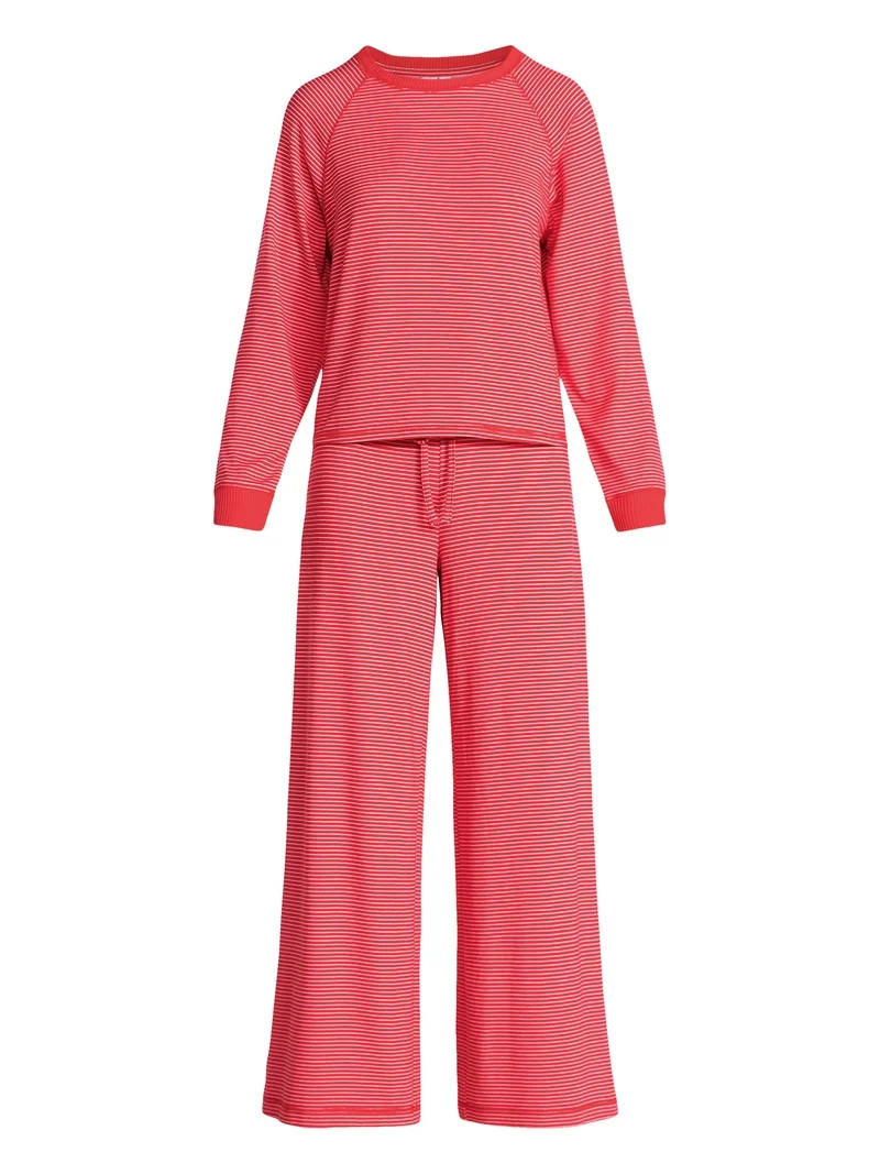 Joyspun Women's Cozy Lounge Collection Hacci Long Sleeve Top and Pants Pajama Set, 2-Piece, Sizes... | Walmart (US)