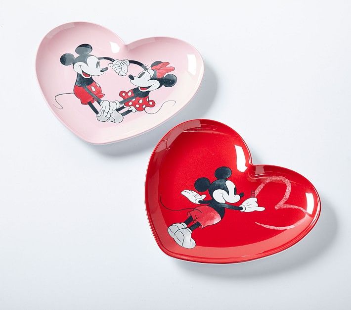 Disney Mickey Mouse Valentine's Heart Shaped Plates, Mickey &amp;amp; Minnie Mouse | Pottery Barn Kids