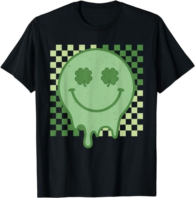 Retro Groovy Shamrock Smile Face St Patricks Day Hippie T-Shirt | Amazon (US)
