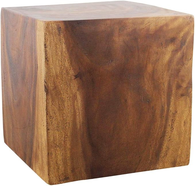 Haussmann Wood Cube Table 18 in SQ x 18 in High Hollow Inside Walnut Oil | Amazon (US)