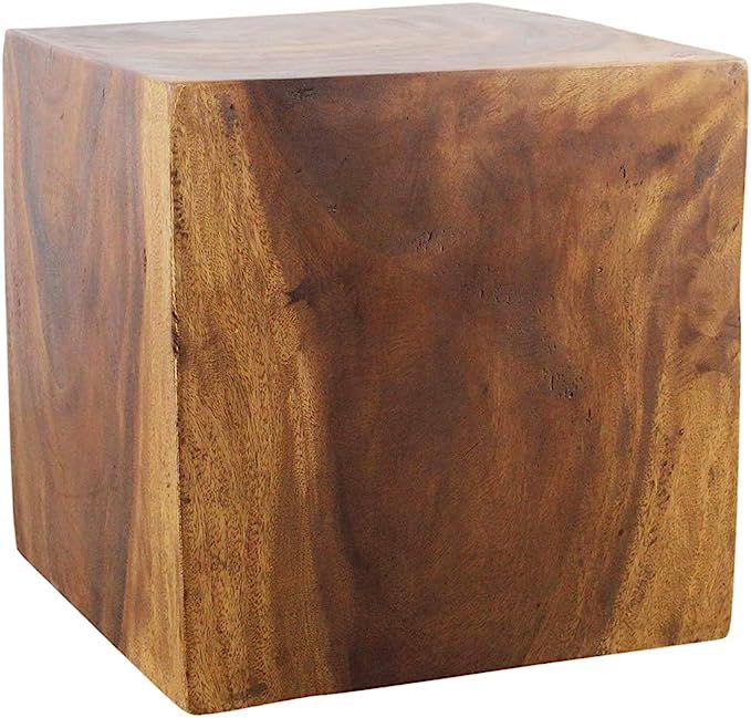 Haussmann Wood Cube Table 18 in SQ x 18 in High Hollow Inside Walnut Oil | Amazon (US)