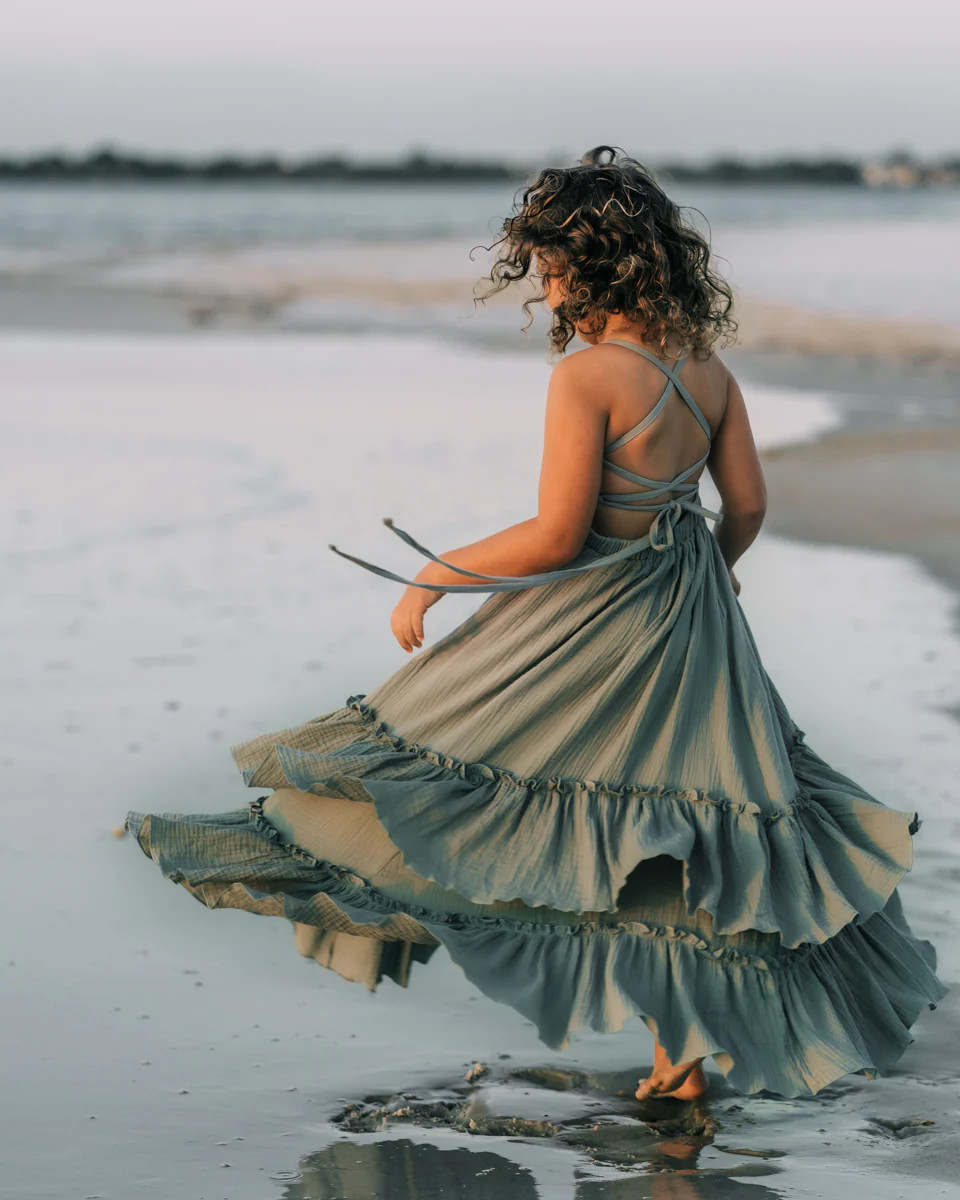 Wendy Dress (soft teal muslin) | INDIE BLUE