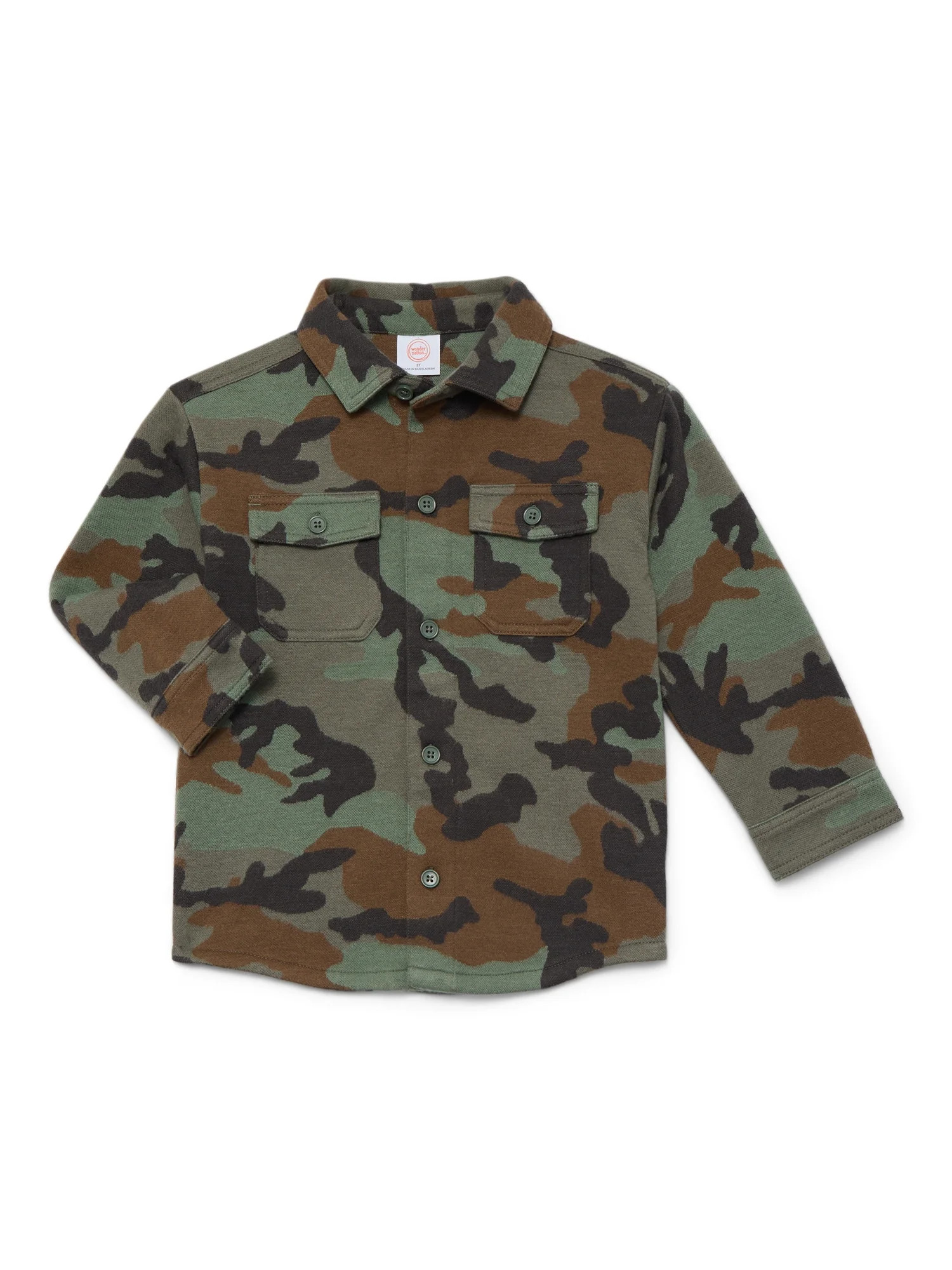 Wonder Nation Toddler Boys' Camo Shacket with Long Sleeves, Sizes 12M-5T - Walmart.com | Walmart (US)