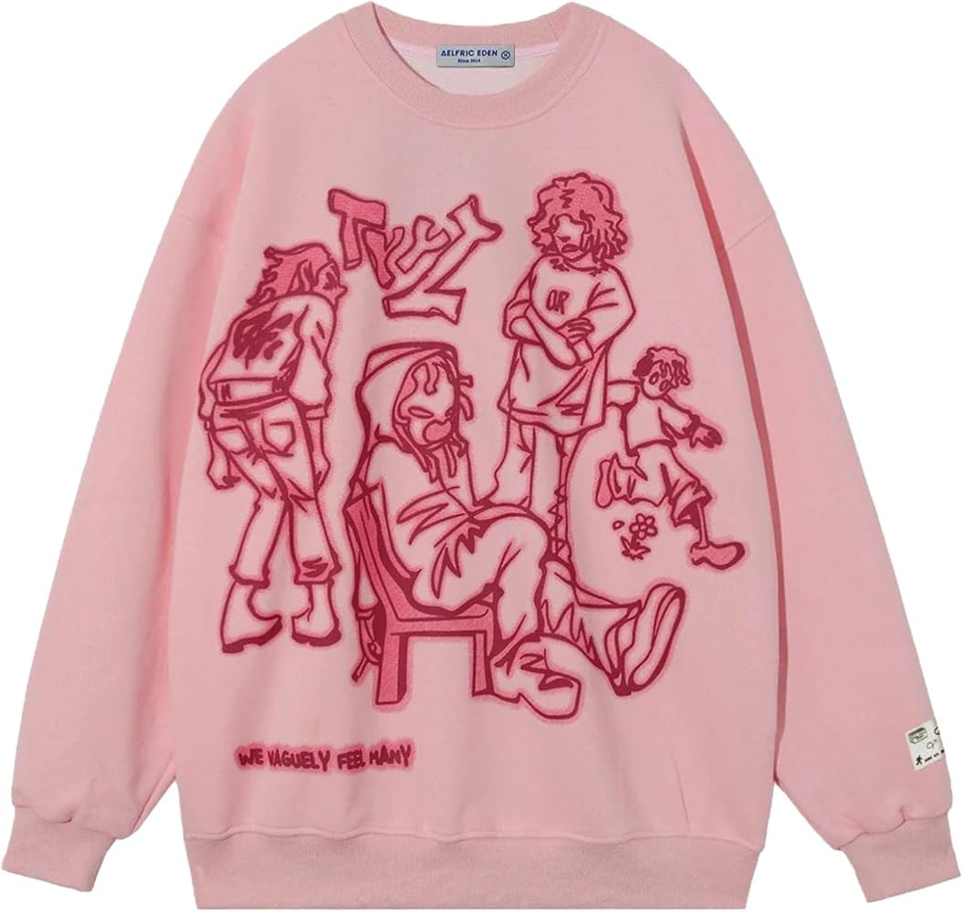 Aelfric Eden Oversized Crewneck Sweatshirts For Men Red Vintage Graphic Pullover Loose Fit Street... | Amazon (US)