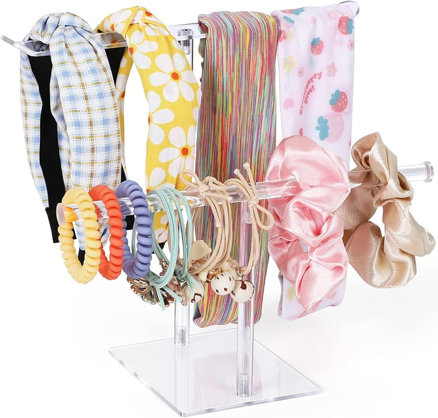Headband Holder Scrunchie Holder Acrylic, Clear Hair Ties Holder Organizer, Headband Display Stan... | Amazon (US)