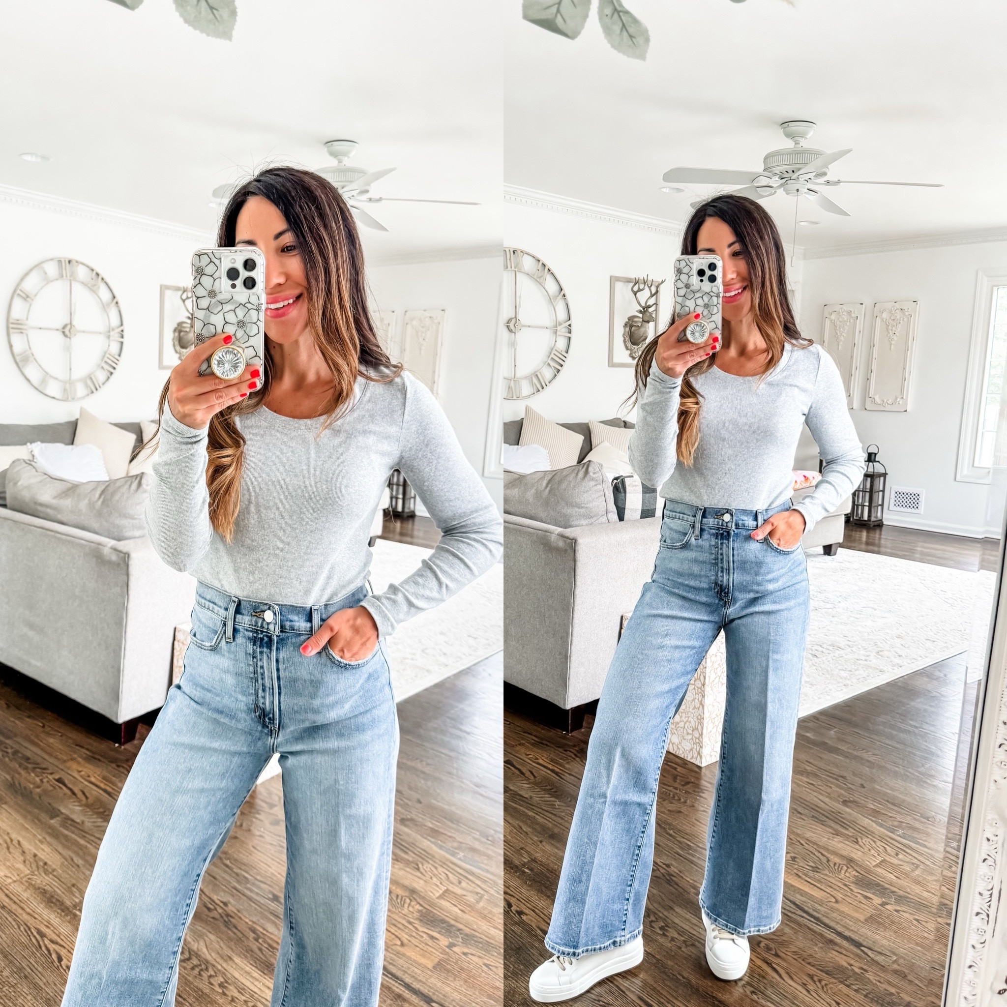 Jeans 26. Long sleeve tee small. Sneakers tts. Nsale, Nordstrom anniversary sale, wide leg jeans 

#LTKFindsUnder50 #LTKSaleAlert #LTKxNSale