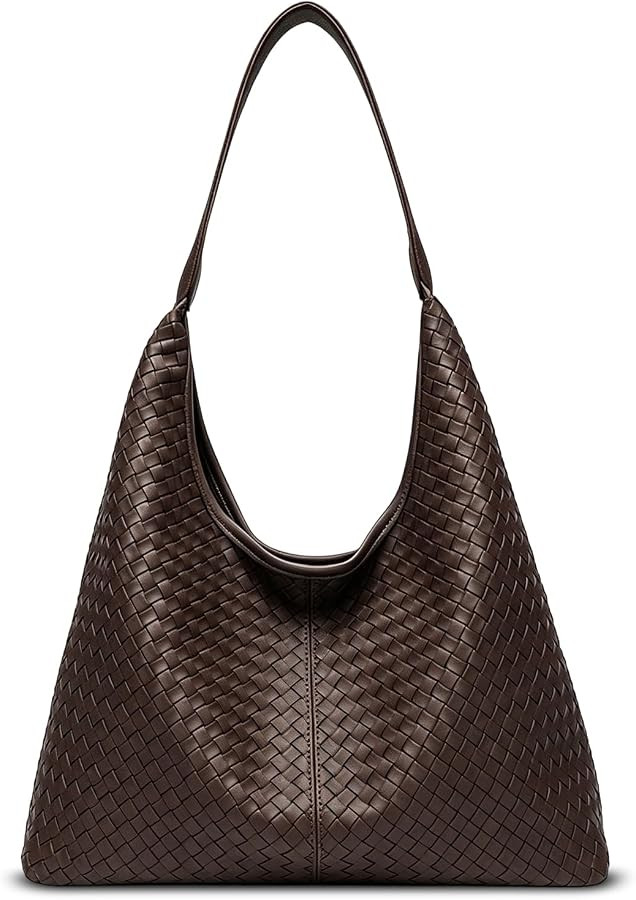 Woven Textured Vegan Leather Hobo Tote Bag Large Slouchy Purse for Women | Amazon (US)