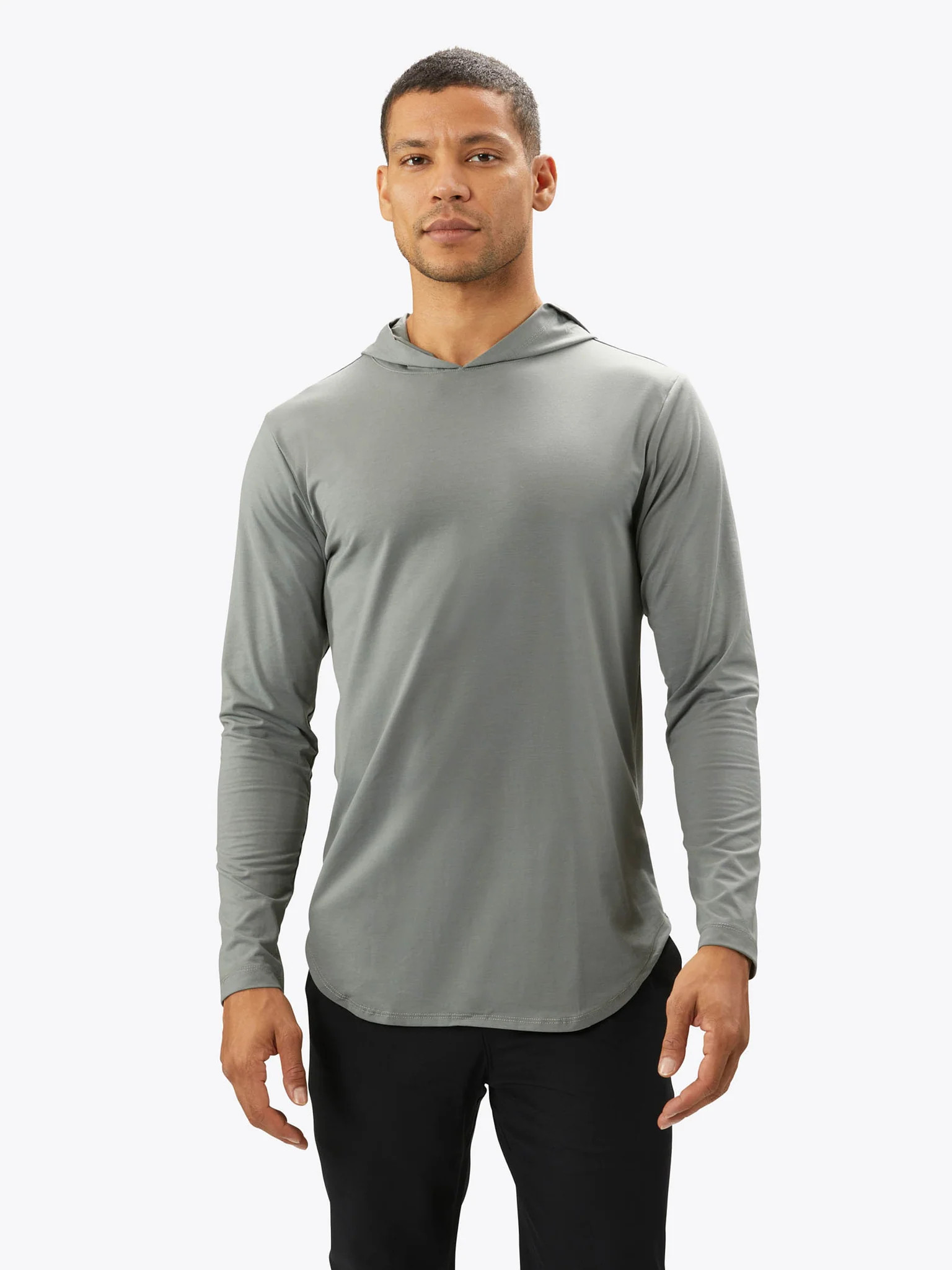 AO Long Sleeve Hooded Elongated Tee | Cuts Clothing