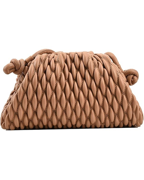 ELDA Dumpling Bag for Women Quilted Clutch Handbag Cloud Purse Fashion Ruched Bag Handmade Leathe... | Amazon (US)