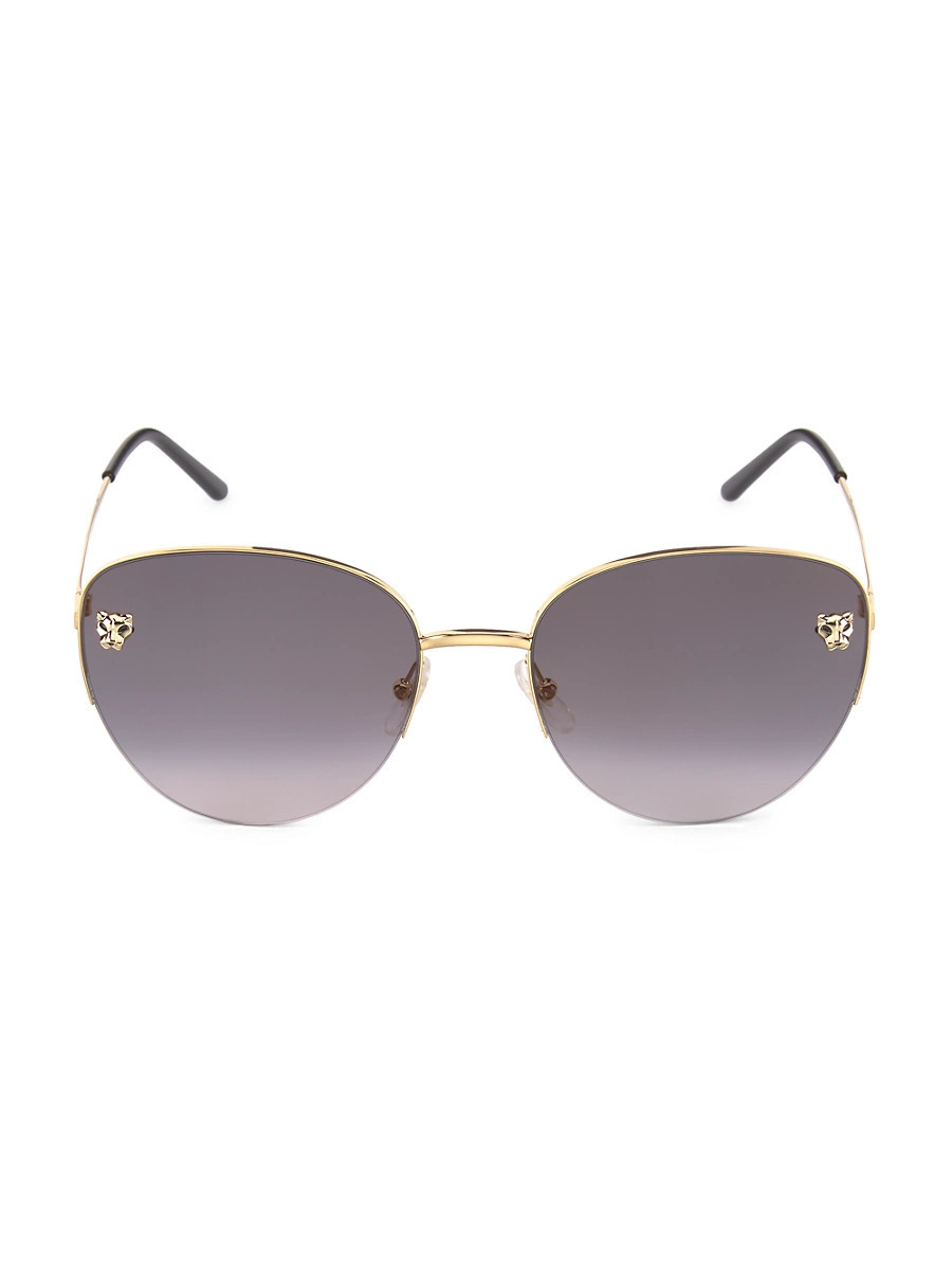 Women's Panthère De Cartier 59MM Cat-Eye Sunglasses - Grey Gold | Saks Fifth Avenue