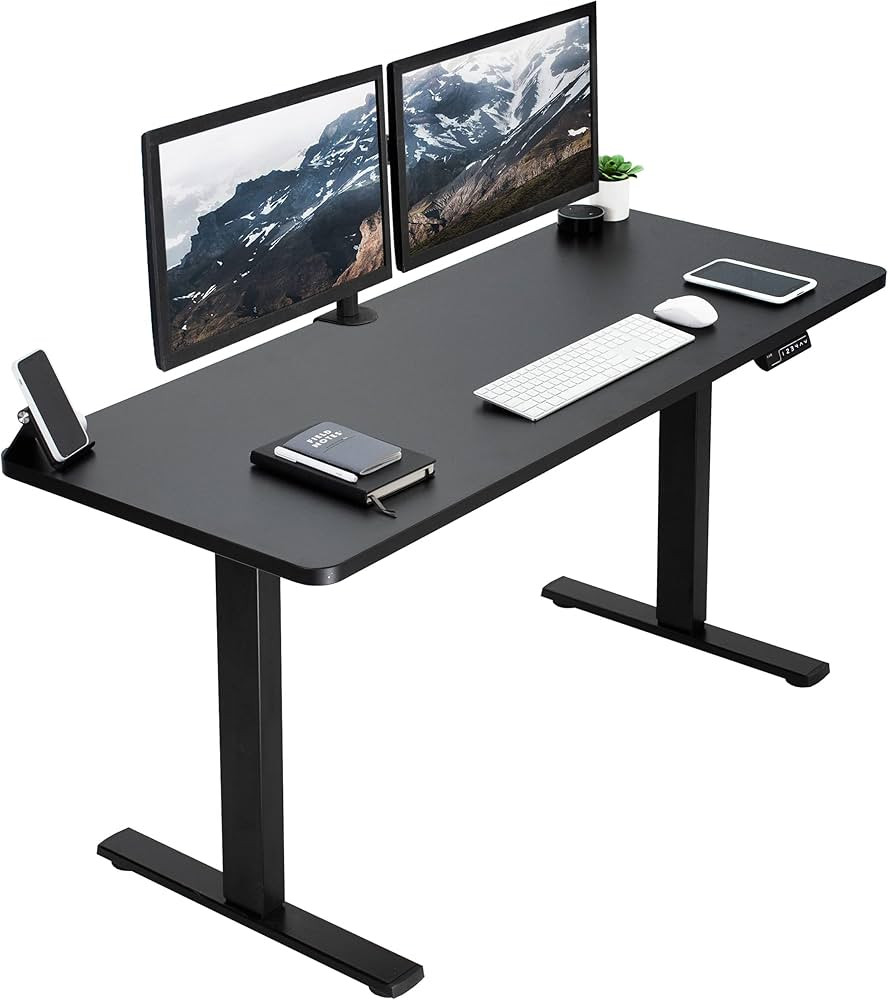 VIVO Electric Height Adjustable 60 x 24 inch Memory Stand Up Desk, Black Solid One-Piece Table To... | Amazon (US)