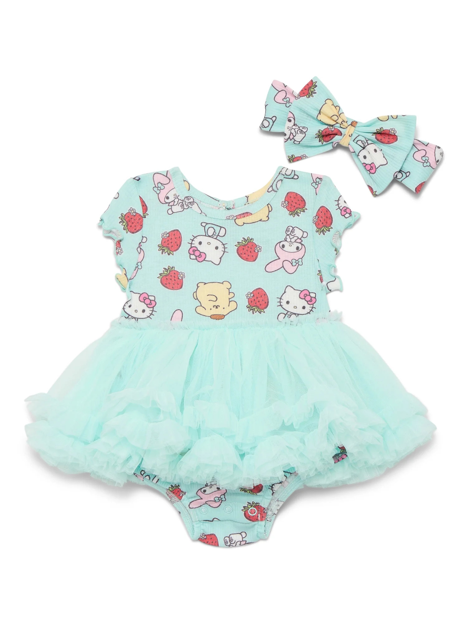 Hello Kitty and Friends Baby Girls Tutu Bodysuit with Matching Headband, 2-Piece, Sizes Newborn-2... | Walmart (US)