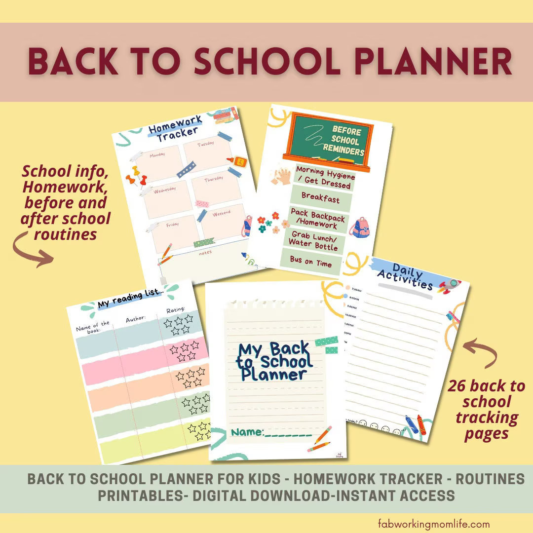 Back to School Planner for Kids Printable Homework Checklist Before After School Routine School P... | Etsy (US)
