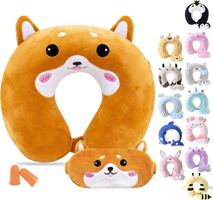Travel Pillow for Kids Adult Cute Neck Pillow for Traveling Memory Foam Airplane Pillow Sleep Mas... | Amazon (US)