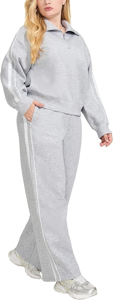 MOOSLOVER Women 2 Piece Lounge Matching Sets Modal Oversized Sweatshirt Wide leg Sweatpants Baggy... | Amazon (US)
