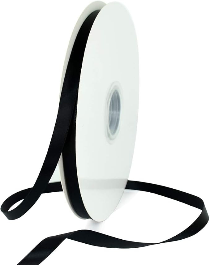 TONIFUL 3/8 Inch x 100yds Black Satin Ribbon Thin Solid Fabric Ribbons Roll for Gift Wrapping Inv... | Amazon (US)