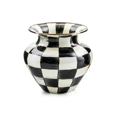 MACKENZIE CHILDS Courtly Check Large Enameled Steel Vase in Black/White at Nordstrom | Nordstrom