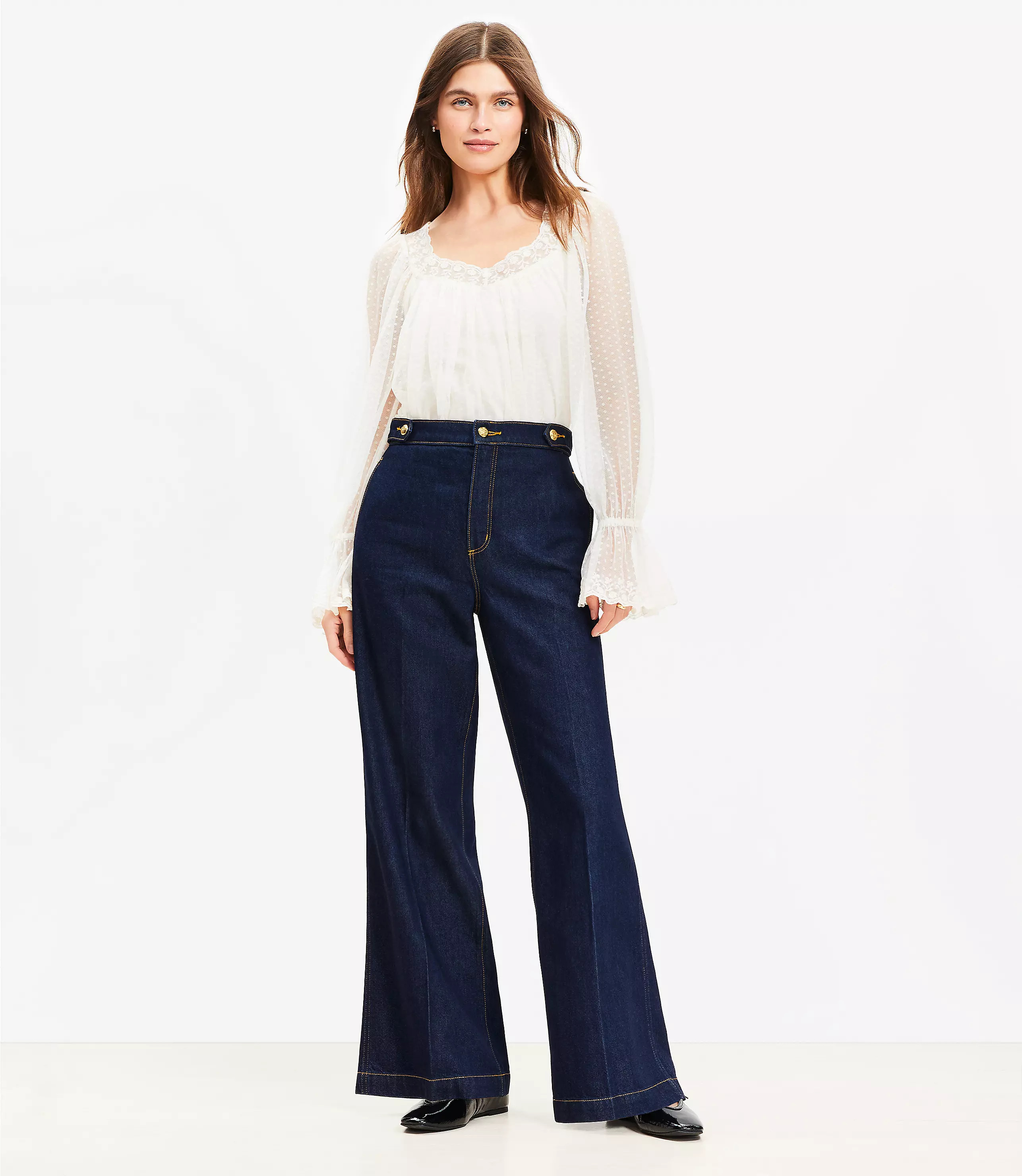 Petite Refined High Rise Trouser Jeans in Rinse Wash | LOFT