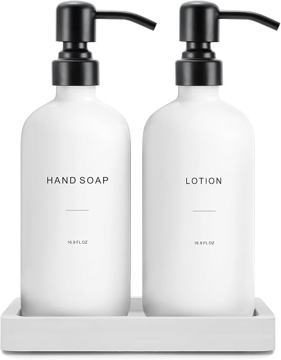 Prus Waso White Soap Dispenser Set, Contains Hand and Lotion Dispenser with Pump. Perfect for Gue... | Amazon (US)