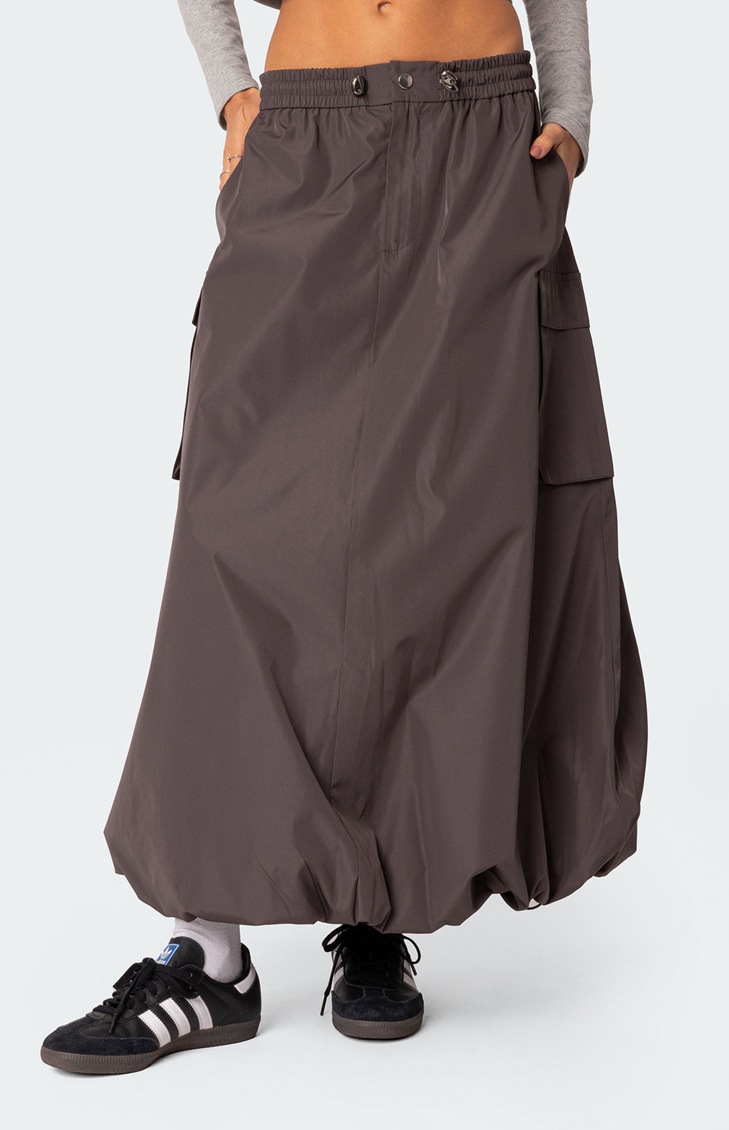 Edikted Bubble Cargo Nylon Maxi Skirt | PacSun