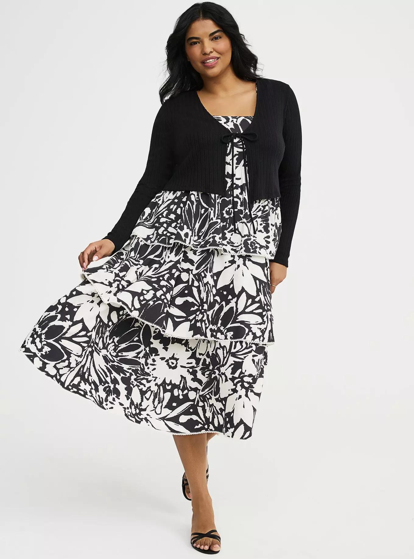 Ruffle Strap Tiered Midi Dress | Torrid (US & Canada)