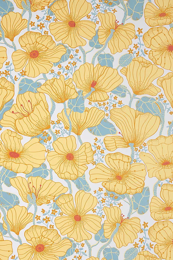 Matilda Poppy Fields Floral Wallpaper | Anthropologie (US)