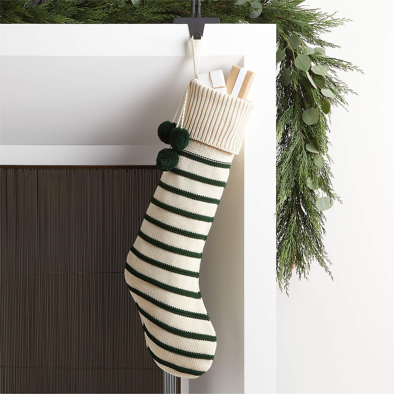 Red Stripe Knit Christmas Stocking | Crate and Barrel | Crate & Barrel