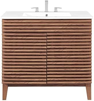 Modway Render 36" Single Bathroom Vanity in Walnut White | Amazon (US)