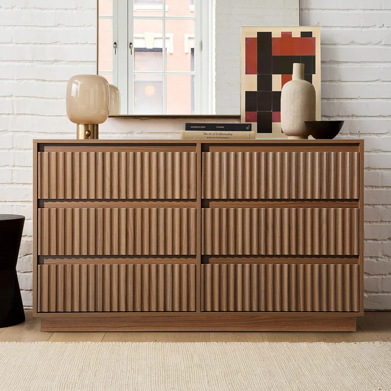 Dejesus 47.2" W 6-Drawer Double Dresser with Waveform Fluted Panels | Wayfair North America