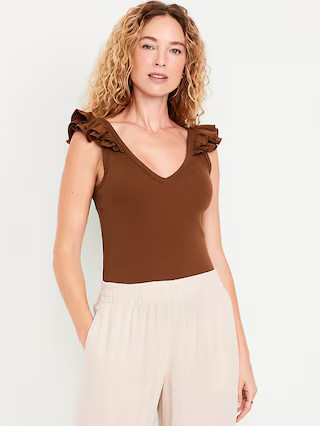 Ruffle-Trim Mixed Material Top | Old Navy (US)