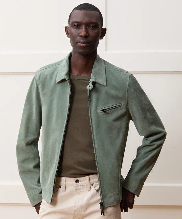 Italian Suede Dean Jacket in Soft Sage | Todd Snyder