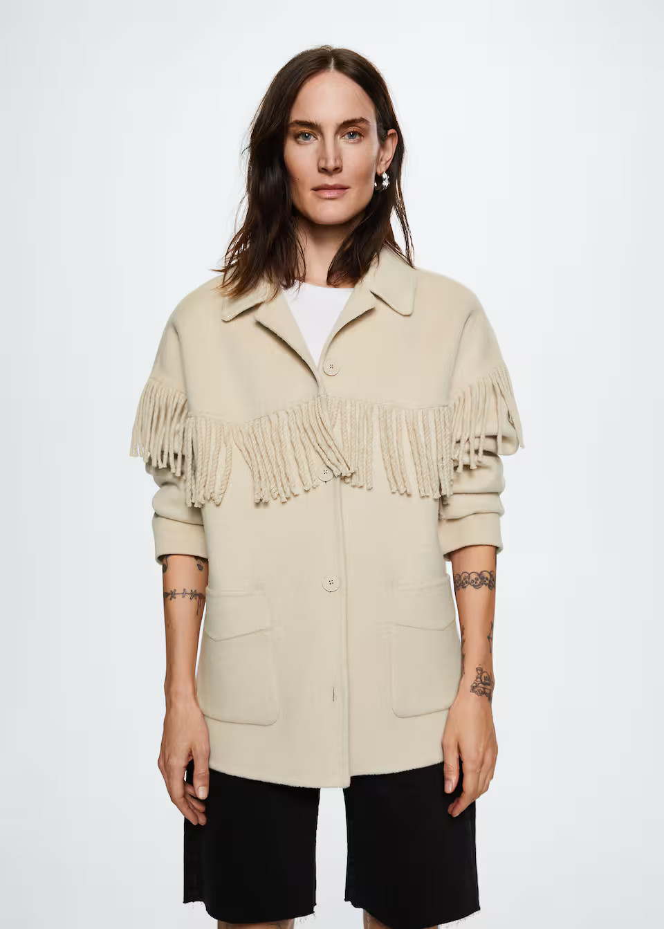 Handmade fringed overshirt | MANGO (UK)