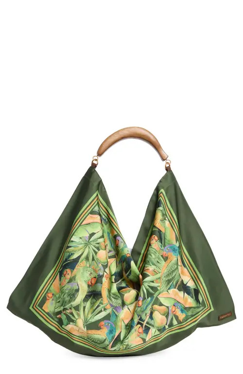 FARM Rio Medium Satin Scarf Bag in Parrots Forest Green at Nordstrom | Nordstrom