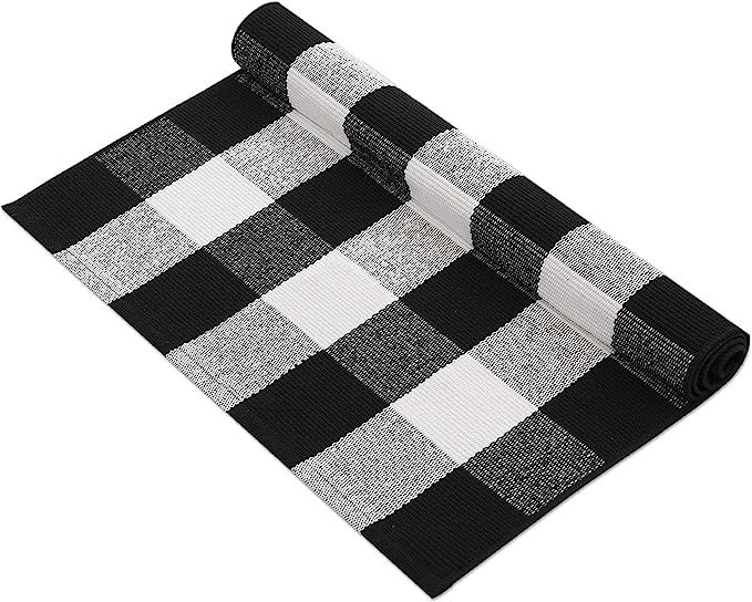 MUBIN Cotton Buffalo Plaid Rug 27.5 x 43 Inches Black and White Check Rugs Hand-Woven Indoor or O... | Amazon (US)