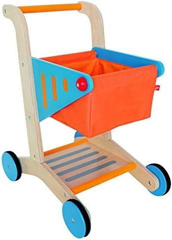 Award Winning Hape Kid's Wooden Shopping Cart Multi, L: 16.9, W: 11.8, H: 19.8 inch | Amazon (US)