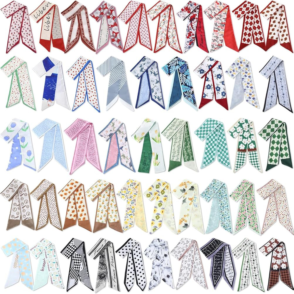 48 Pcs Bulk Purse Scarf Headband for Women Hair Purse Scarf Handbag Ribbon for Women Headband Nec... | Amazon (US)