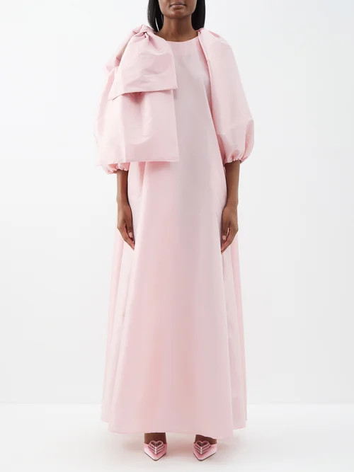 Bernadette - Victoria Cutout-shoulder Bow Taffeta Gown - Womens - Light Pink | Matches (US)