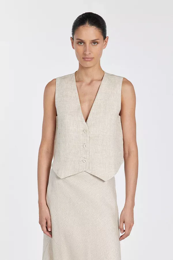 BANKS WHITE LINEN VEST