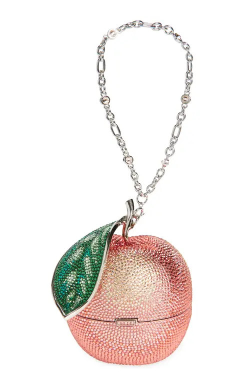 JUDITH LEIBER COUTURE Peachy Keen Crystal Embellished Clutch in Silver Light Peach Multi at Nordstrom | Nordstrom