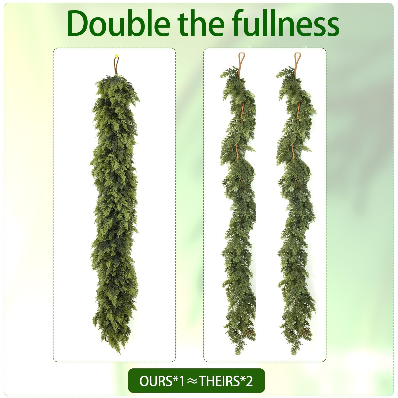 9FT Extra Full Christmas Cedar Garland with 278 Tips Pine Branches Artificial Realistic Soft Thic... | Amazon (US)