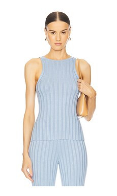 L'Academie by Marianna Sereph Rib Tank in Powder Blue from Revolve.com | Revolve Clothing (Global)