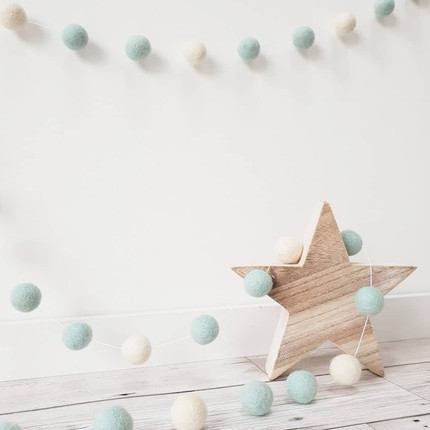 Click for more info about Nursery garland - Felt ball garland - Mint & Ivory pom pom garland - Nursery accessory - Playroom...