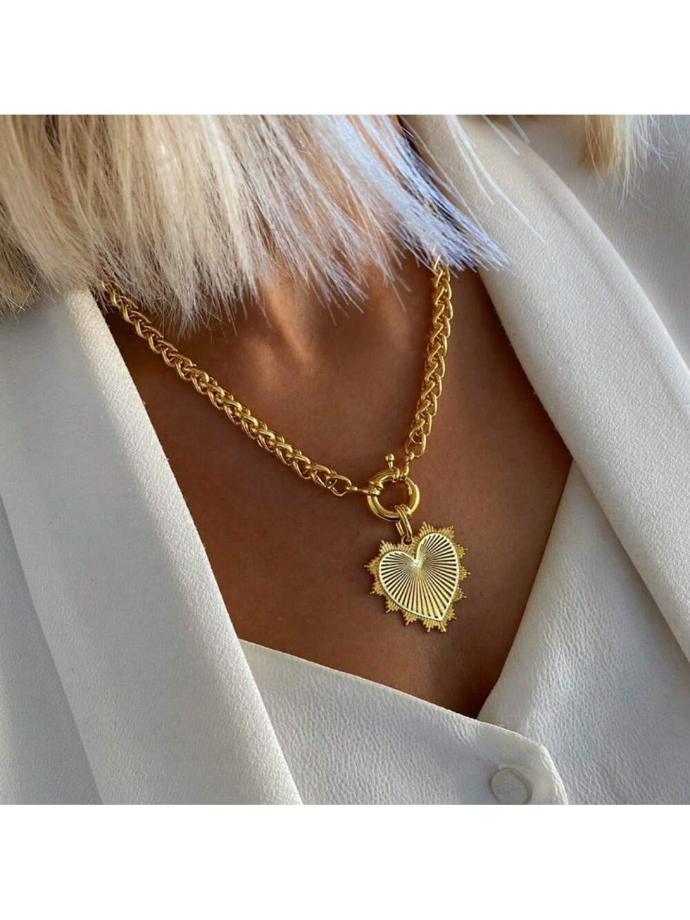 Creative Love Wedding Party Elegant Jewelry Minimalism Chain Metal Heart Letter 8 Charm Pendant N... | SHEIN