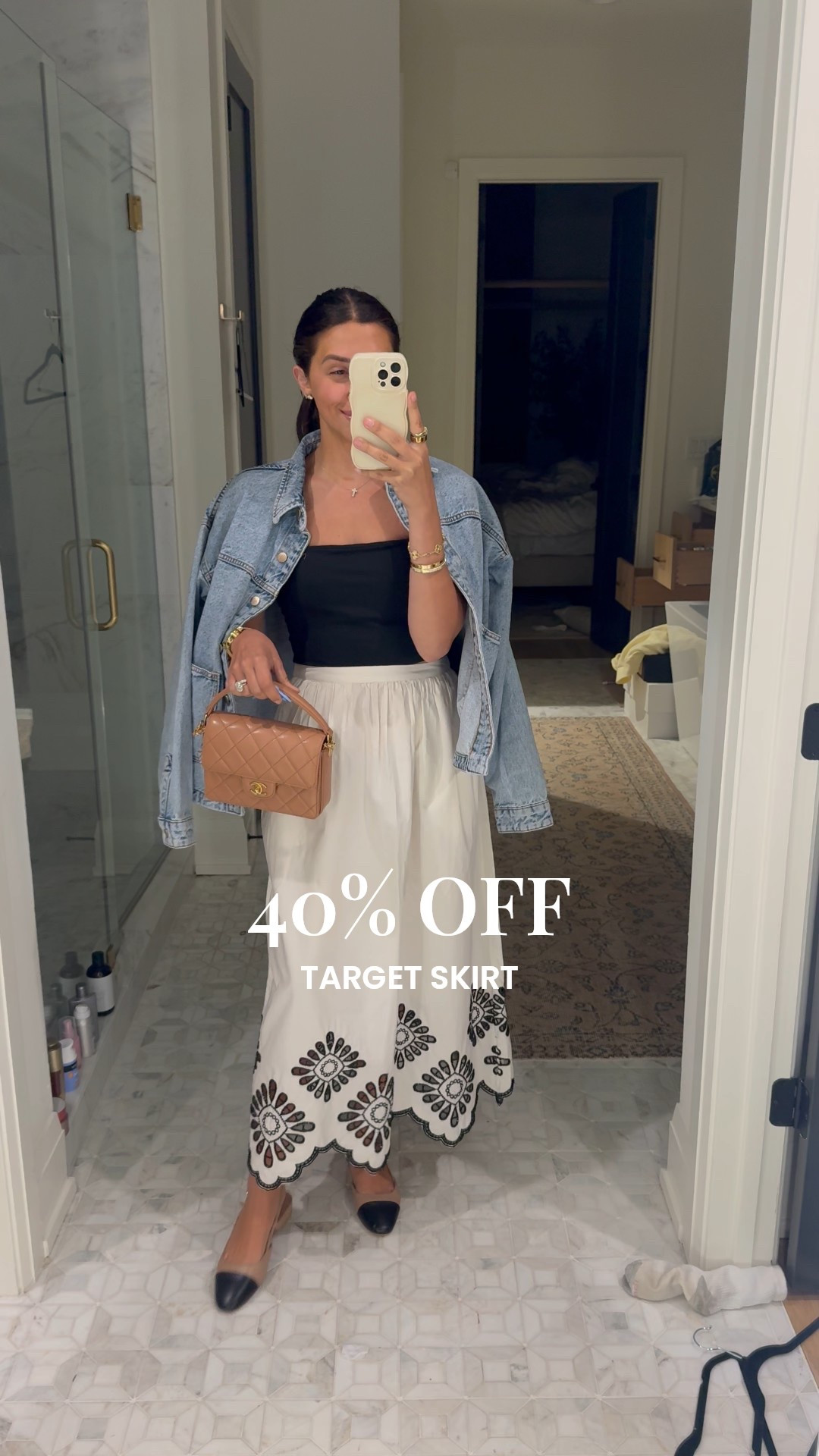 Jacket: medium
Top: medium
Skirt: small

40% off this eylet skirt from Target! It’s giving beach vacation vibes